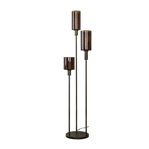 Vloerlamp Sepiora glas bruin, vooraanzicht op witte achtergrond