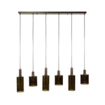 Hanglamp Sepiora 6 lampen bruin glas, vooraanzicht op witte achtergrond