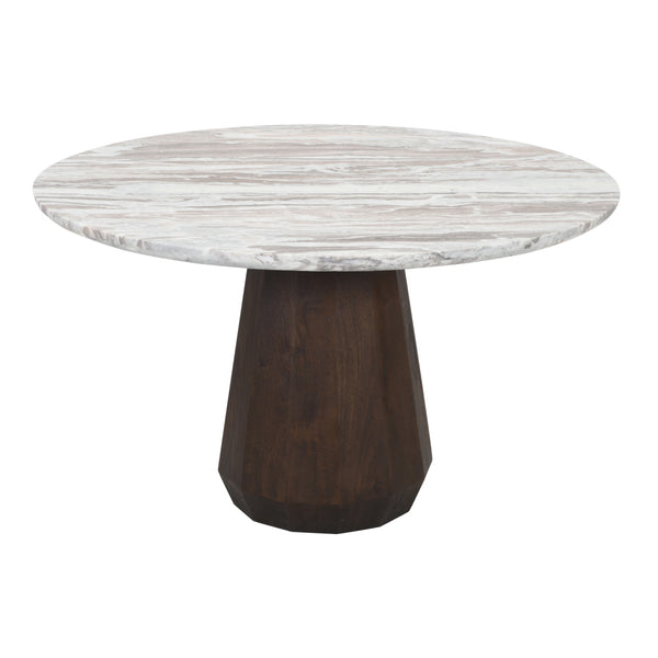 Eettafel Oberoy beige mangohout, vooraanzicht op witte achtergrond