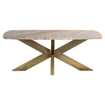 Salontafel Bottega beige metaal 120 cm, vooraanzicht op witte achtergrond