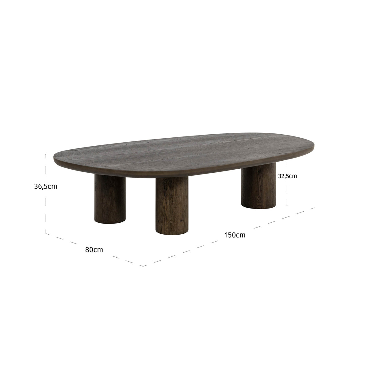 Salontafel Ellington bruin mdf, maatvoering met afmetingen