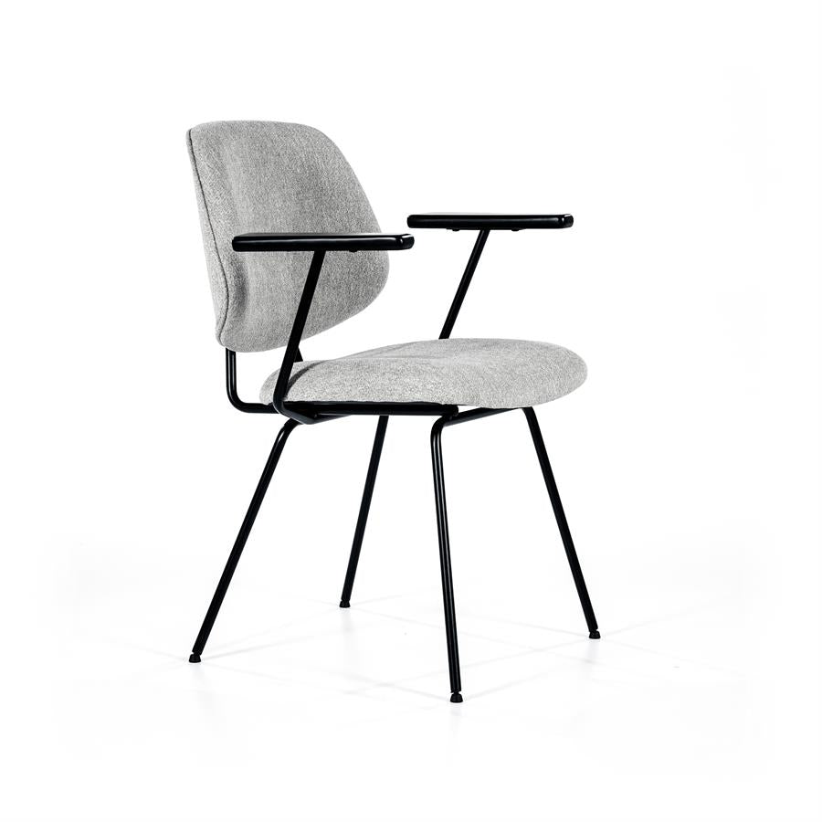 Eetkamerstoel Lynn | Grijs Stof | Met Armleuning