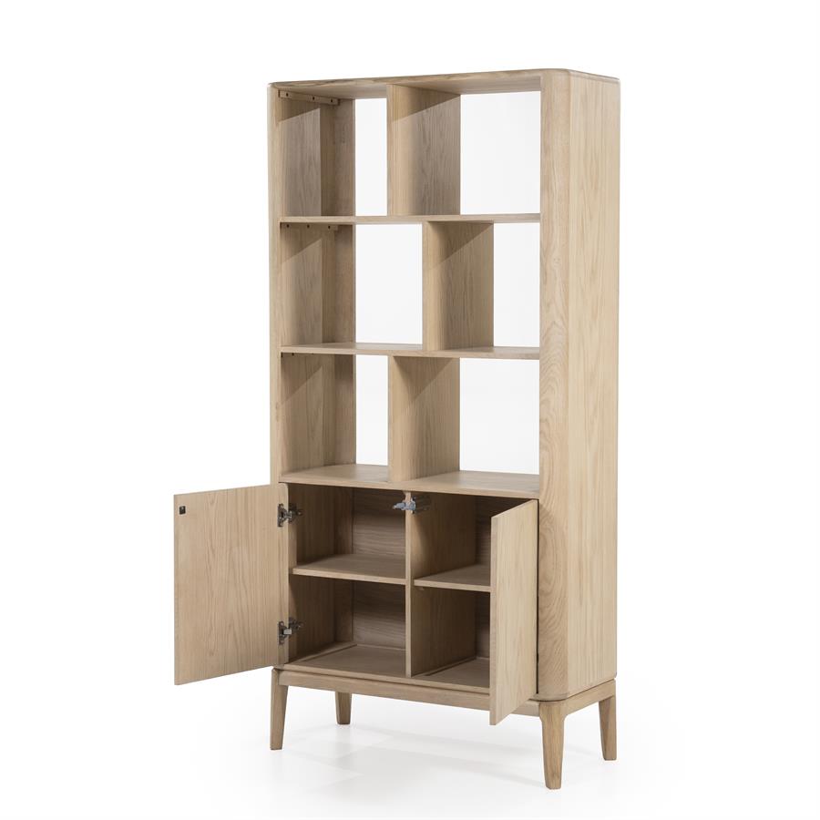 Kast Harvey naturel eikenhout open vakken, detail van de functie