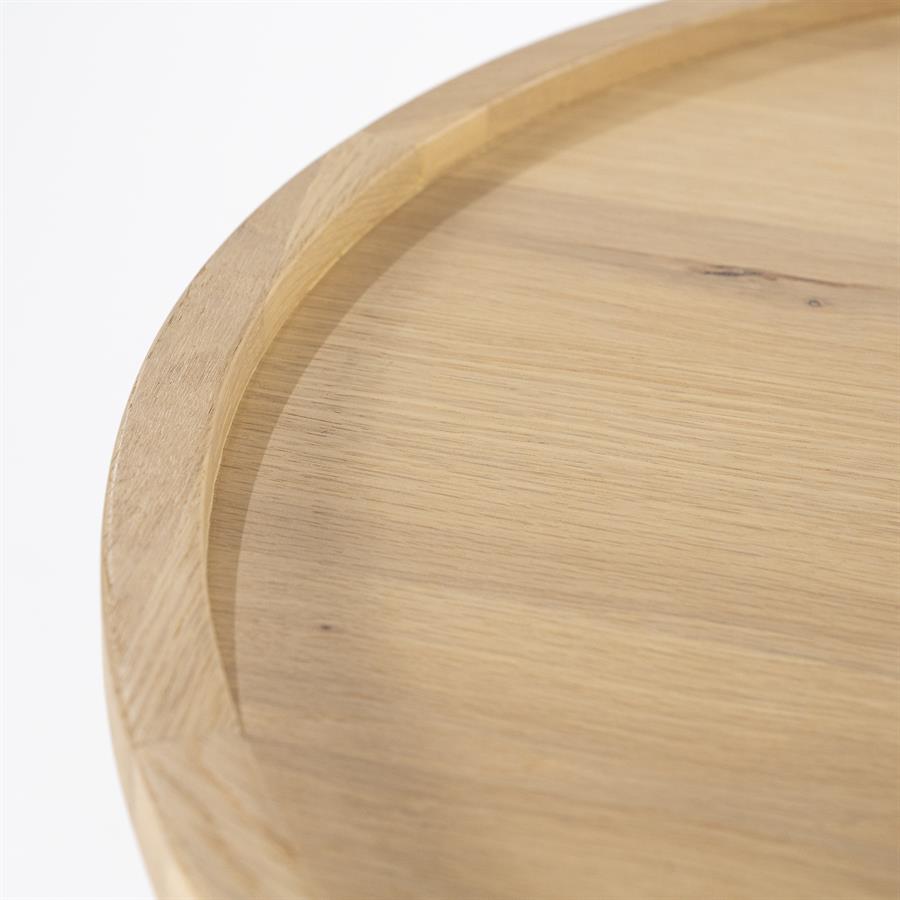 Salontafel Leia naturel eiken fineer ø80 cm rond, detail van het materiaal