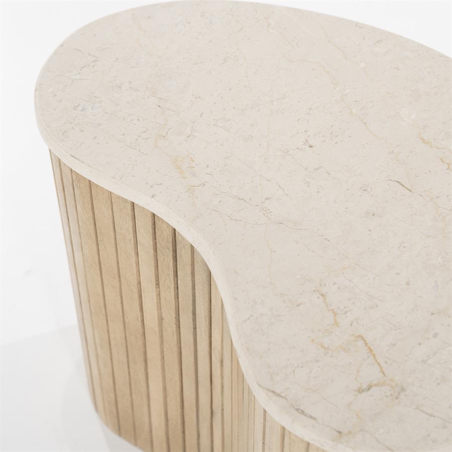 Bijzettafel Kira wit marmer, detail van het materiaal