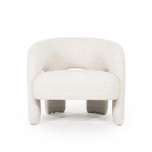 Fauteuil Hamilton beige stof, vooraanzicht op witte achtergrond