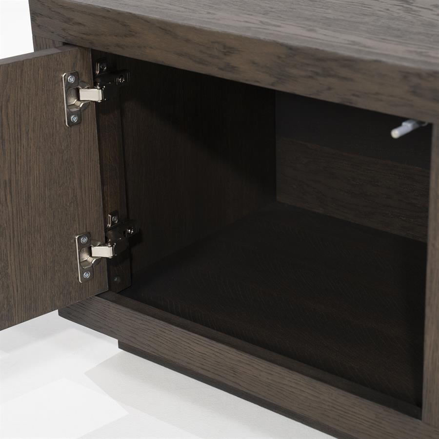 Tv-meubel Helsinki bruin eikenhout, detail van de functie