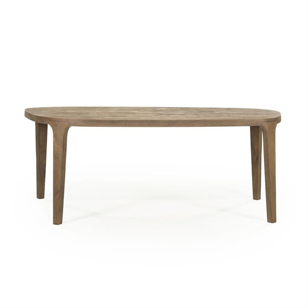 Eettafel Taylor bruin mangohout, vooraanzicht op witte achtergrond