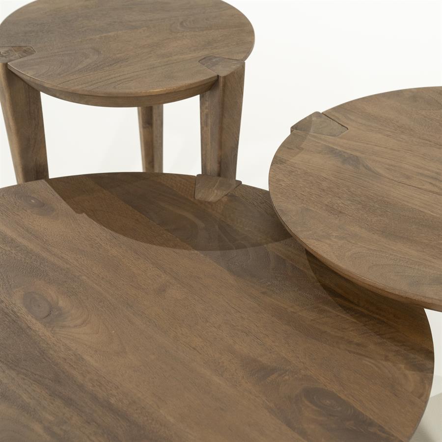 Salontafel Davina bruin mangohout, detail van het materiaal