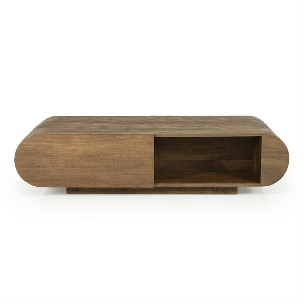 Salontafel King | Bruin Mango hout & mango fineer — Zijaanzicht - witfoto