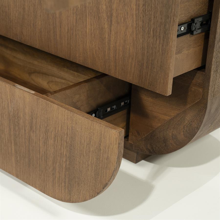 Kast King bruin mango hout & mango fineer, detail van de functie