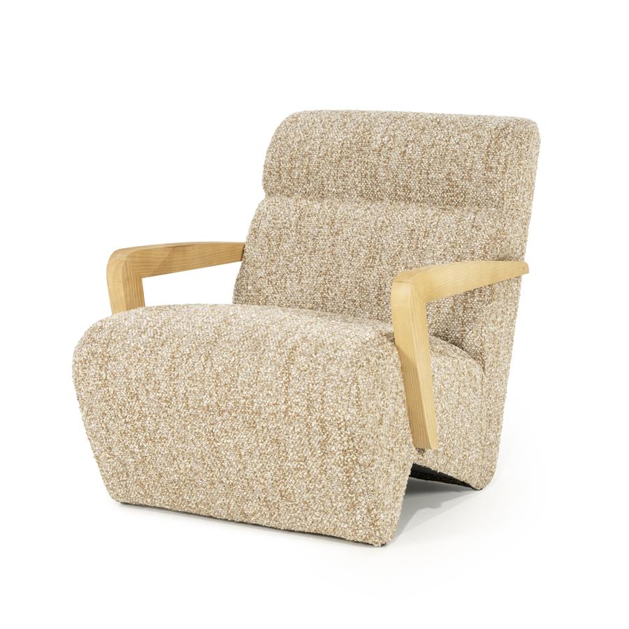 Fauteuil Olek | Beige Bay | Naturel Essenhout