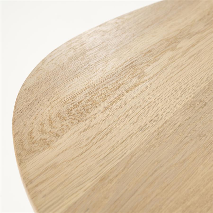 Bijzettafel Lori naturel eikenhout, detail van het materiaal