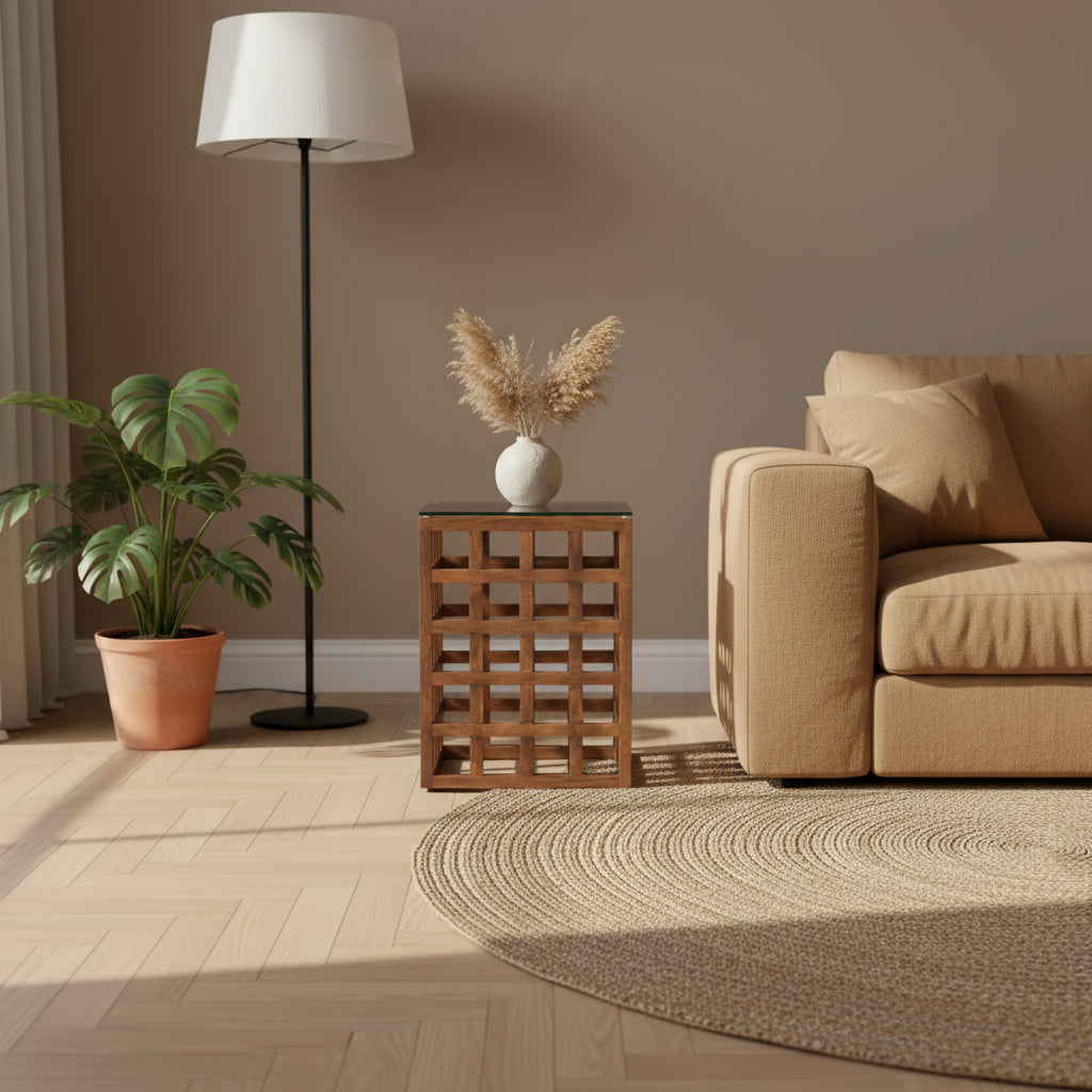 Heras | Bruin Mango hout & glas