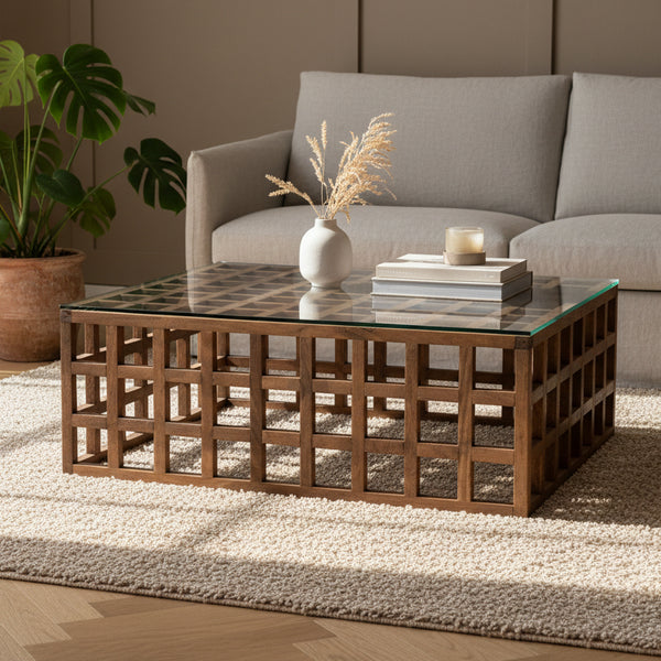 Salontafel Heras | Bruin Mango hout & glas