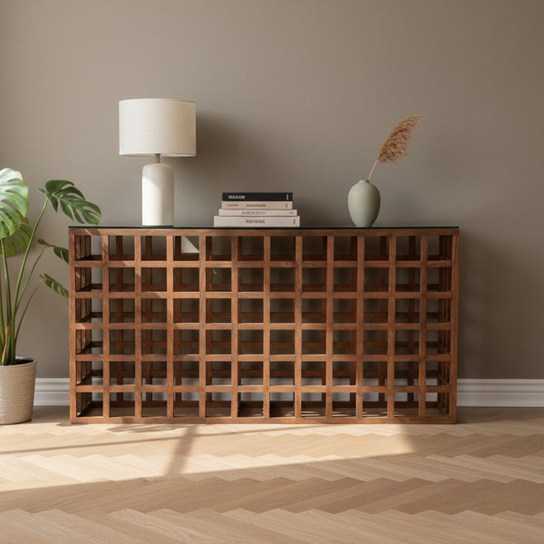 Sidetable Heras | Bruin Mango hout & glas