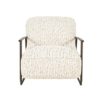 Fauteuil Norel beige stof, vooraanzicht op witte achtergrond
