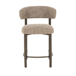 Barkruk Bettina bruin stof, vooraanzicht op witte achtergrond