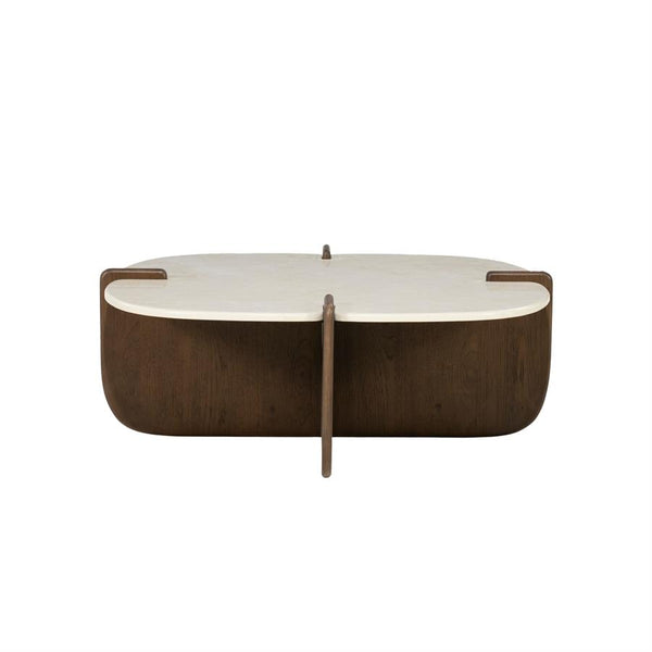 Salontafel Filou bruin eiken fineer 80 cm, vooraanzicht op witte achtergrond