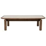 Salontafel Gabi bruin eiken fineer 120 x 60 cm, vooraanzicht op witte achtergrond