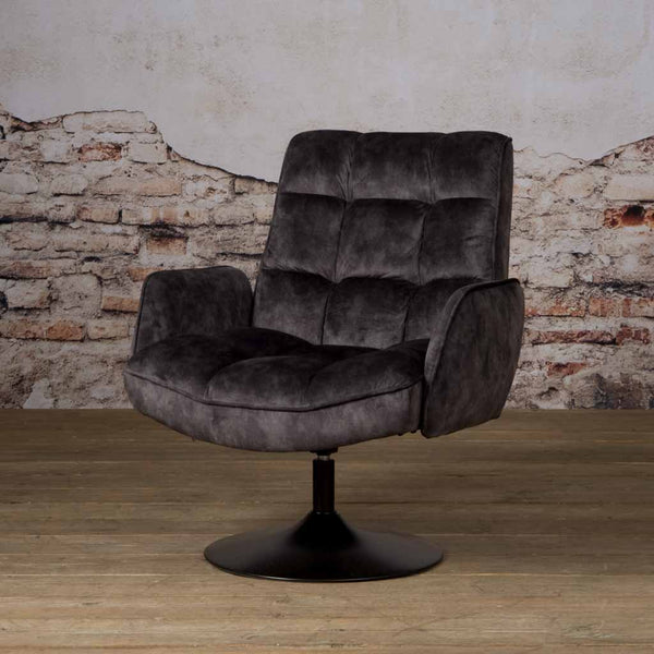 Draaibare Fauteuil Tropea | Velvet Donkergrijs