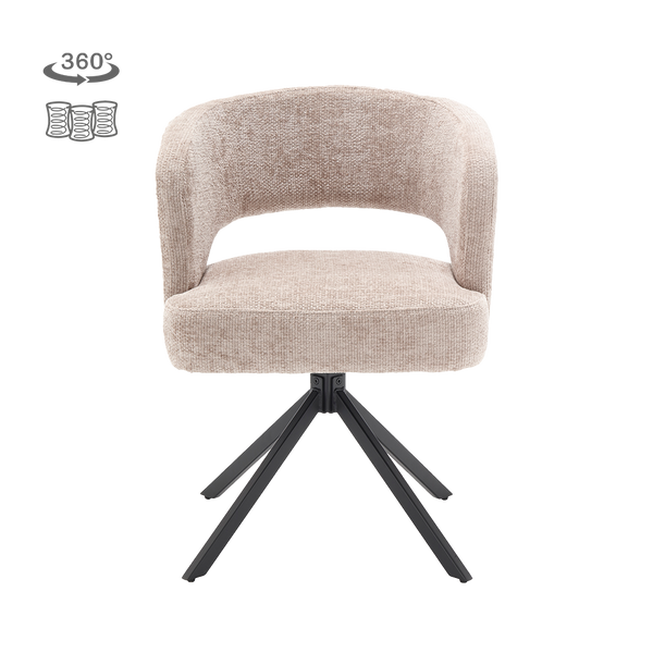 Eetkamerstoel Mura | Beige Stof — Vooraanzicht - witfoto