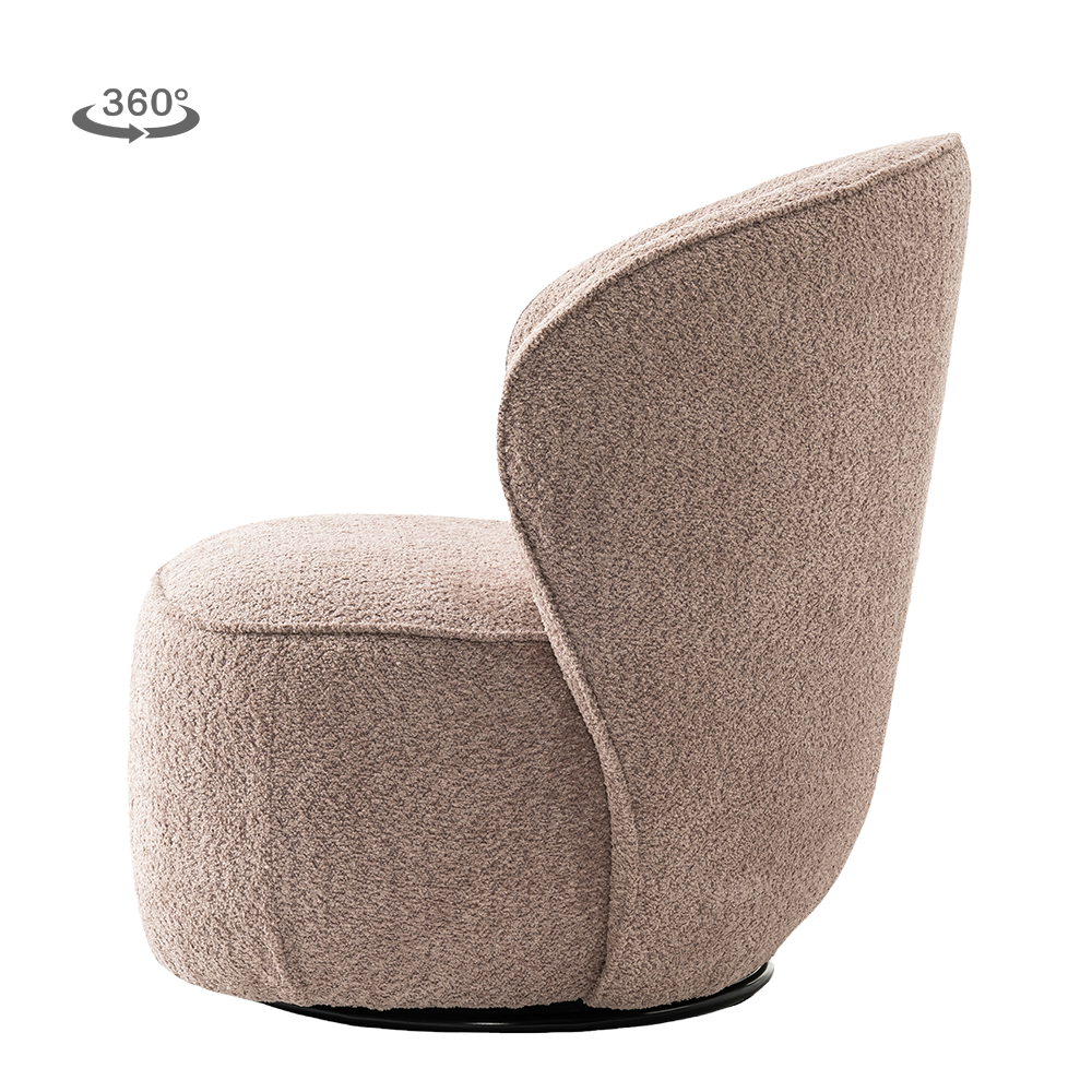 Draaifauteuil Belvi oud roze stof, zijaanzicht op witte achtergrond