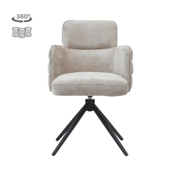 Eetkamerstoel Rumo | Beige Stof | Magazijn leegverkoop — Vooraanzicht - witfoto