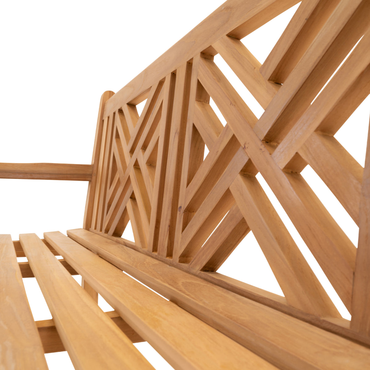 Tuinbank Cross teak, detail van het materiaal