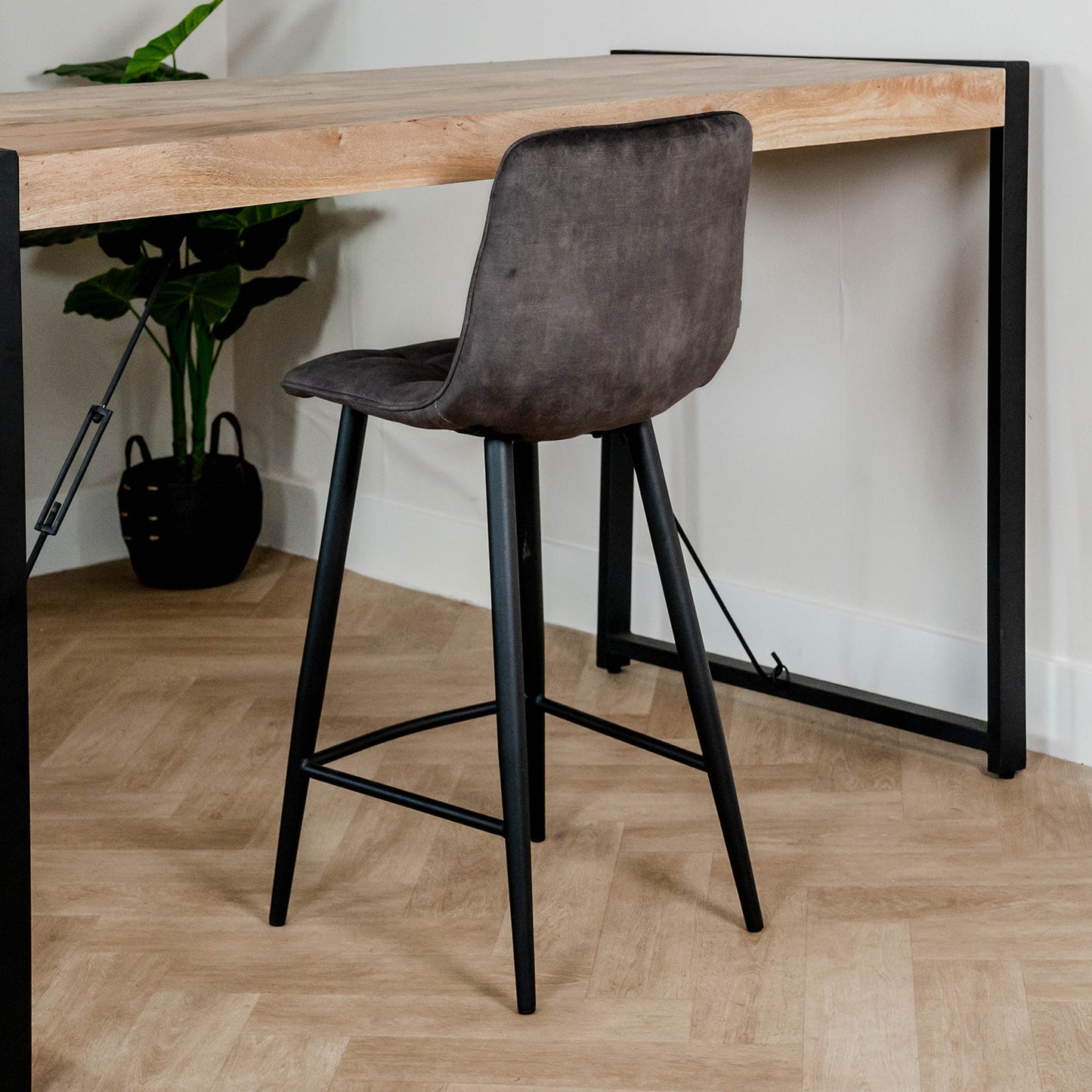 Barkruk Jelt | Kookeiland of Bartafel | Velours Antraciet