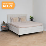 Bed Ella | Stof Beige | Inclusief Matras & Topper