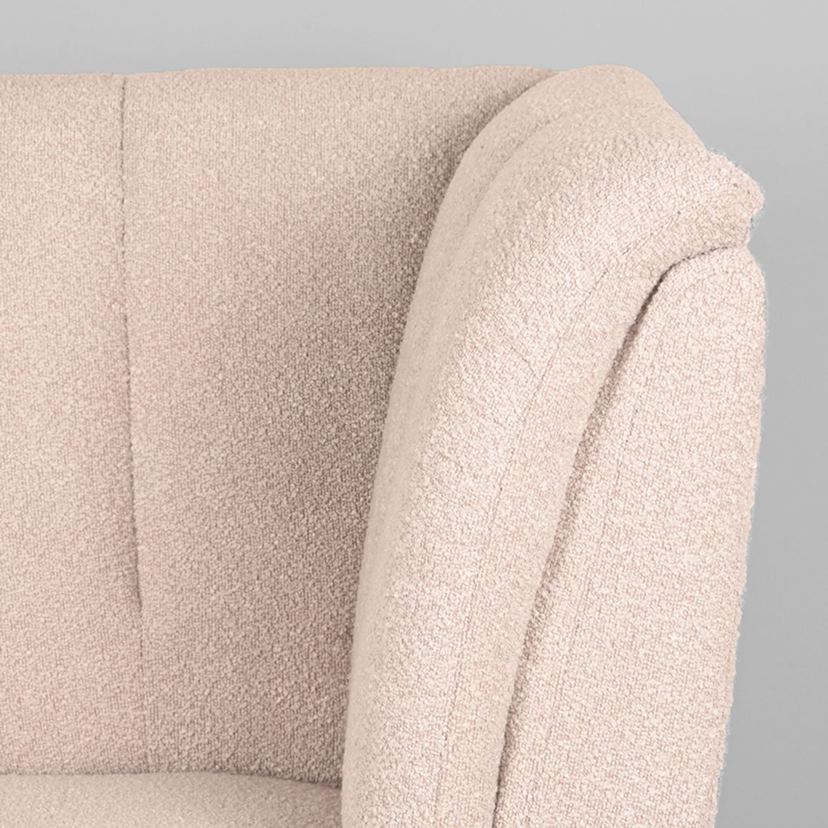 Eetkamerbank Modula naturel bouclé hoekstuk, detail van het materiaal