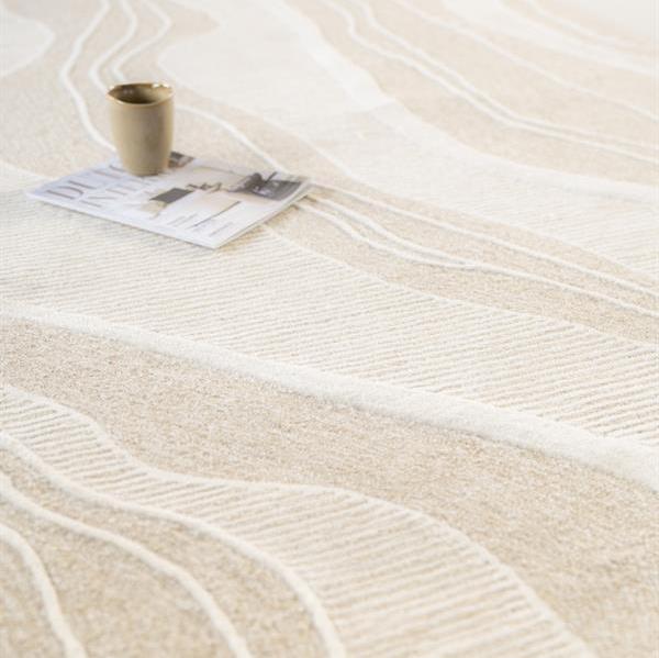 Vloerkleed Soil beige 100% wol, detail van het materiaal