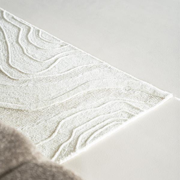 Vloerkleed Soil wit 100% wol, detail van het materiaal