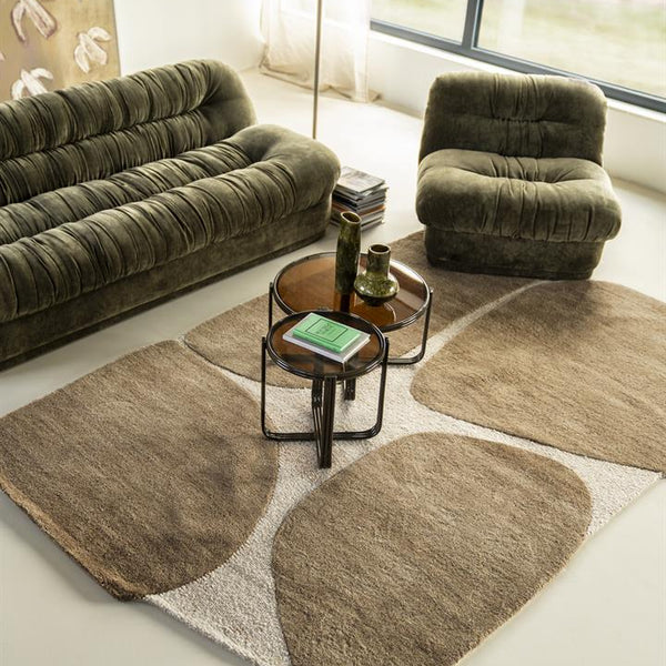 Vloerkleed Iwa | Bruin Polyester & Wol