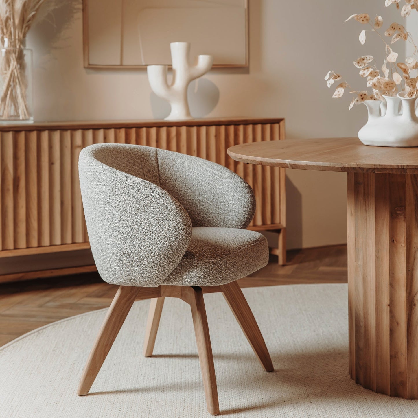 Crotone Eetkamertafel Rond | Naturel Acaciahout