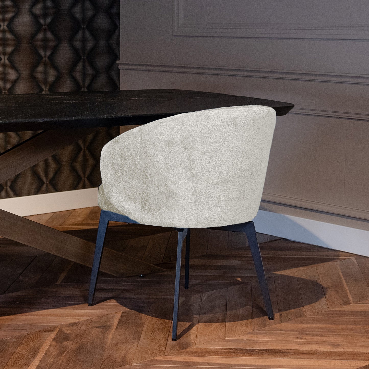 Eetkamerstoel Amphara | White Chenille