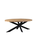Eettafel Zip naturel mangohout, vooraanzicht op witte achtergrond
