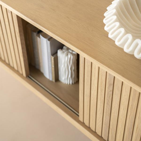 Tv-meubel Milo naturel eikenhout, detail van het materiaal