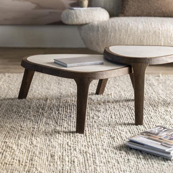 Salontafel Fred | Bruin Mango hout & Botticino marmer