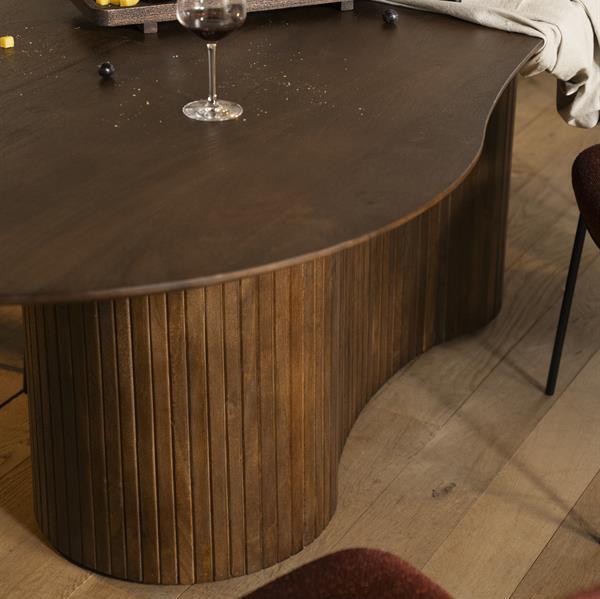 Eettafel Jordy | Bruin Mangohout | Organische Vorm | Magazijn leegverkoop
