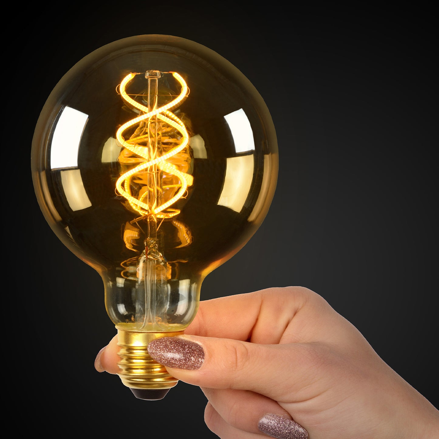 Lichtbron G95 | LED | Filament Bol Ø9,5 | Amberkleurig Glas