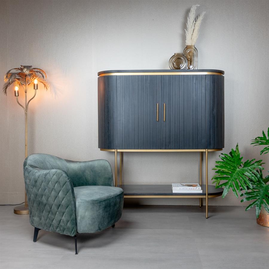 Fauteuil Bondo | Velvet Donkergroen — Vooraanzicht - sfeer