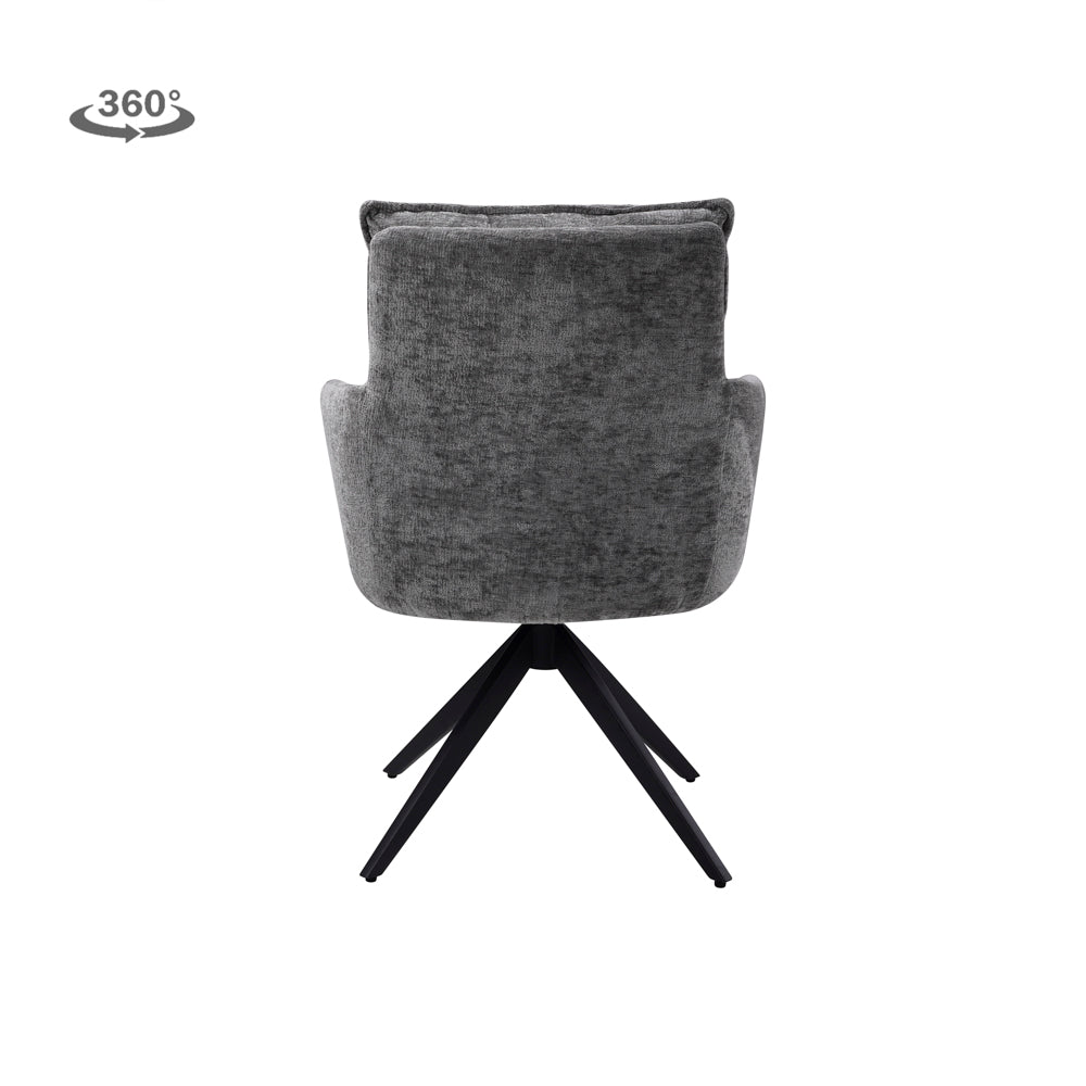 Eetkamerstoel Rosora | Met Armleuning | Grijs Stof