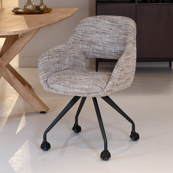 Eetkamerstoel Blair | Met Wielen | Beige