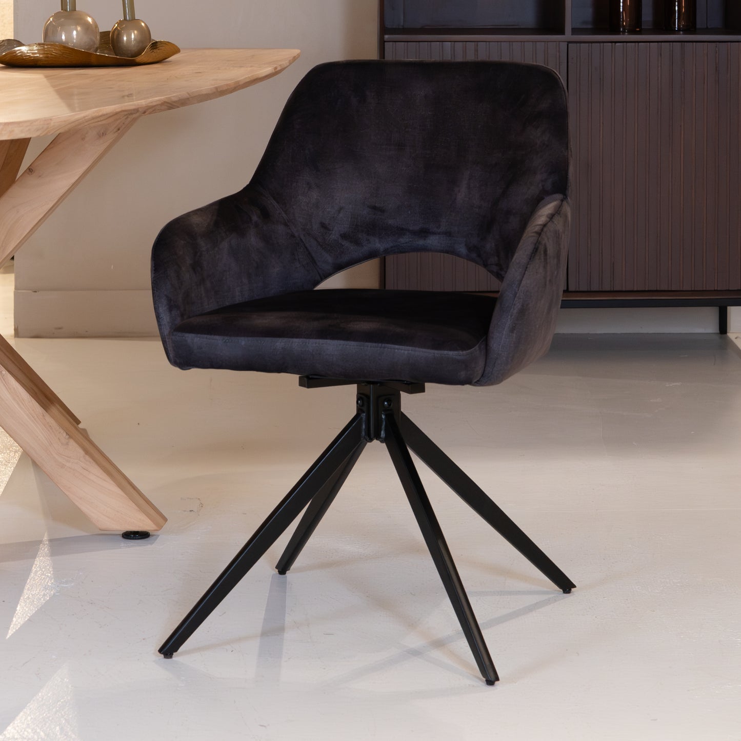 Eetkamerstoel Evi | Velours Antraciet