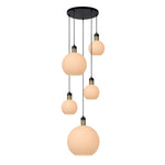 Hanglamp Julius 5 lampen e27 opaal, vooraanzicht op witte achtergrond