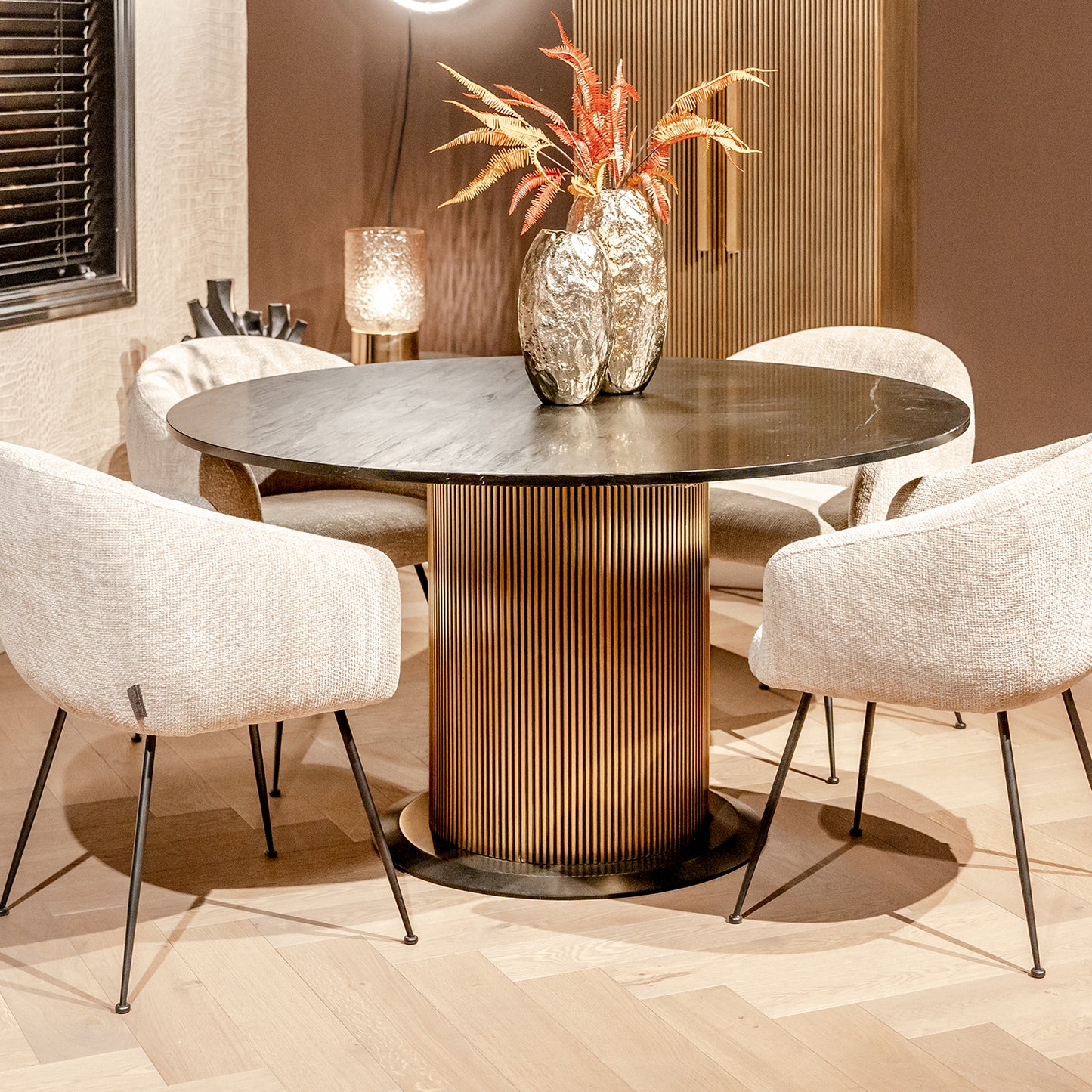 Eettafel Ironville | Zwart/Goud Marmer