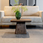 Salontafel Stockholm 60 cm bruin mangohout, vooraanzicht in een interieur