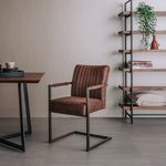 Eetkamerstoel Ferro | Met Armleuning Microvezel Donkerbruin